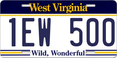 WV license plate 1EW500