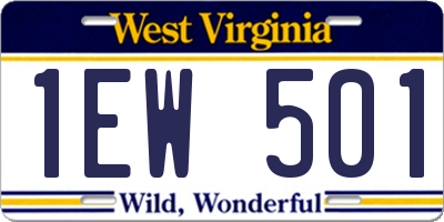 WV license plate 1EW501
