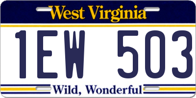 WV license plate 1EW503