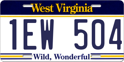 WV license plate 1EW504
