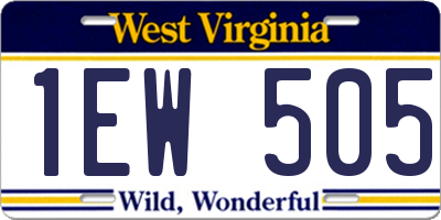 WV license plate 1EW505
