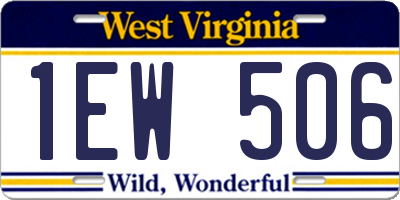 WV license plate 1EW506