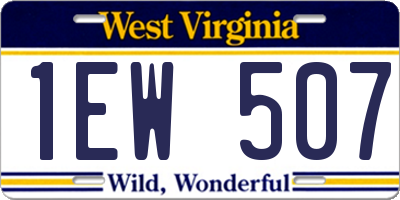 WV license plate 1EW507