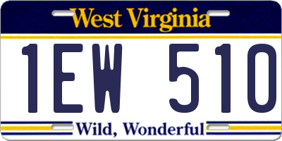 WV license plate 1EW510