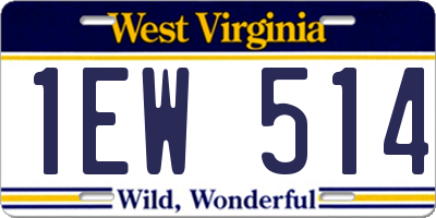 WV license plate 1EW514