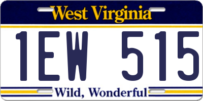 WV license plate 1EW515