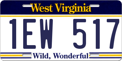 WV license plate 1EW517