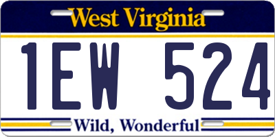 WV license plate 1EW524