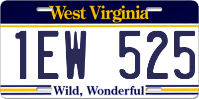 WV license plate 1EW525