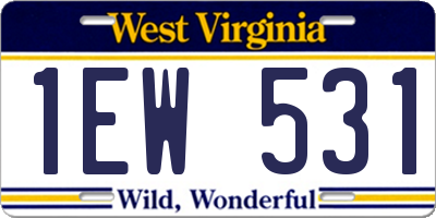 WV license plate 1EW531