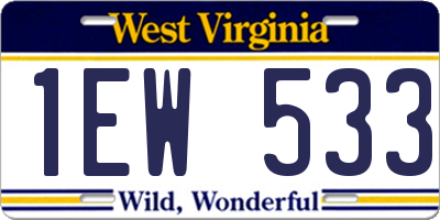 WV license plate 1EW533