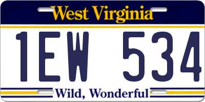 WV license plate 1EW534