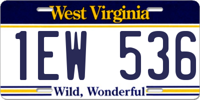 WV license plate 1EW536