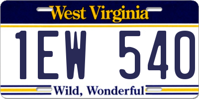 WV license plate 1EW540