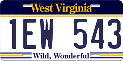 WV license plate 1EW543