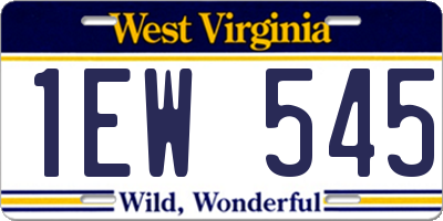 WV license plate 1EW545