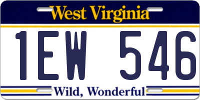 WV license plate 1EW546