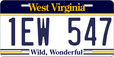 WV license plate 1EW547