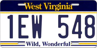 WV license plate 1EW548