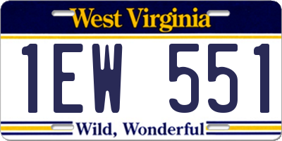 WV license plate 1EW551