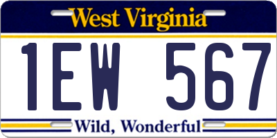 WV license plate 1EW567