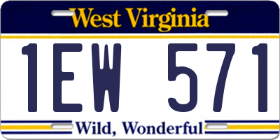 WV license plate 1EW571