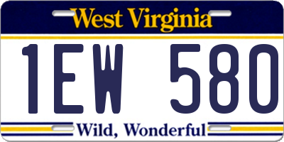 WV license plate 1EW580