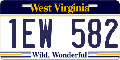 WV license plate 1EW582