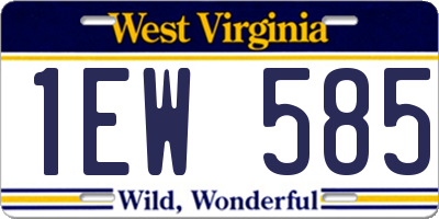 WV license plate 1EW585