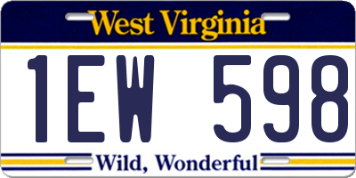 WV license plate 1EW598