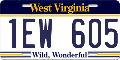 WV license plate 1EW605