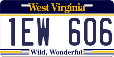 WV license plate 1EW606