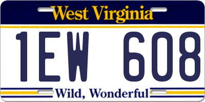 WV license plate 1EW608