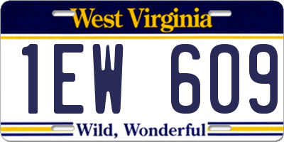 WV license plate 1EW609