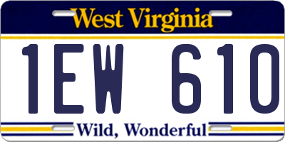 WV license plate 1EW610