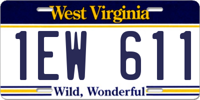 WV license plate 1EW611