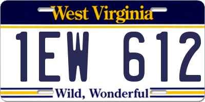 WV license plate 1EW612
