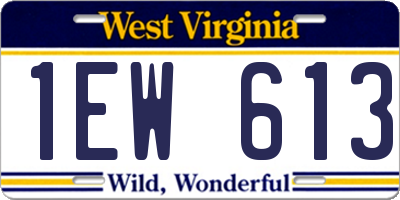 WV license plate 1EW613