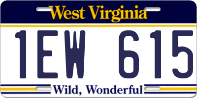WV license plate 1EW615