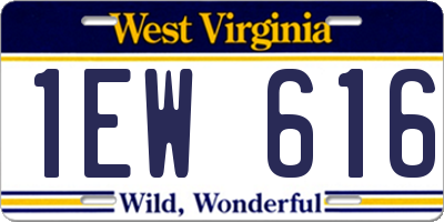 WV license plate 1EW616