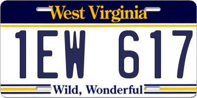 WV license plate 1EW617