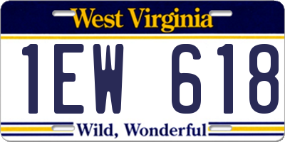 WV license plate 1EW618