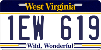WV license plate 1EW619