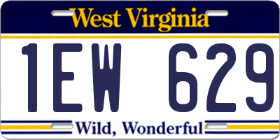WV license plate 1EW629
