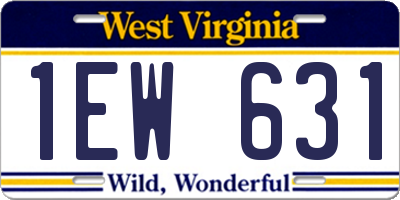 WV license plate 1EW631