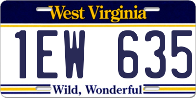 WV license plate 1EW635