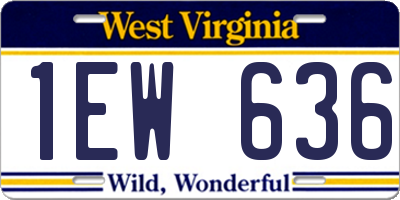 WV license plate 1EW636