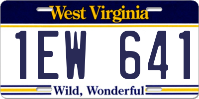 WV license plate 1EW641