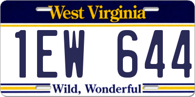 WV license plate 1EW644