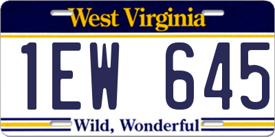 WV license plate 1EW645